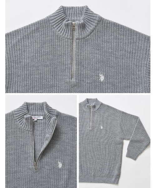 Re:EDIT（リエディ）の「[U.S. POLO ASSN.][別注]ワンポイント刺繍ハーフジップニットトップス（ニット/セーター・レディース・ネイビー/ブラック/アイボリー/グレー・MEDIUM/LARGE/X-LARGE）」の21枚目の写真