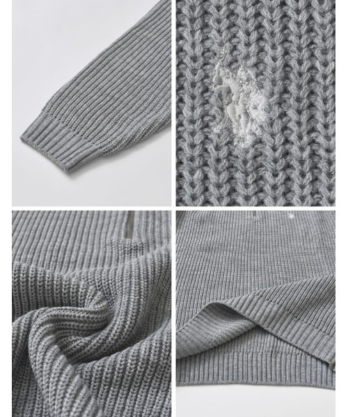 Re:EDIT（リエディ）の「[U.S. POLO ASSN.][別注]ワンポイント刺繍ハーフジップニットトップス（ニット/セーター・レディース・ネイビー/ブラック/アイボリー/グレー・MEDIUM/LARGE/X-LARGE）」の22枚目の写真