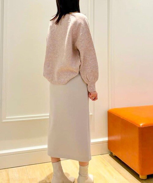 MICO COULIER（ミコクリエ）の「ウォッシャブルワイドネックプルオーバーニット（ニット/セーター・レディース・ライトブルー/オレンジ・38）」の12枚目の写真