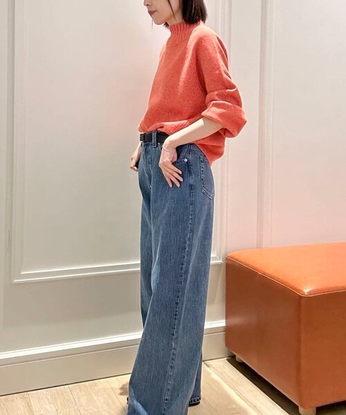 MICO COULIER（ミコクリエ）の「ウォッシャブルワイドネックプルオーバーニット（ニット/セーター・レディース・ライトブルー/オレンジ・38）」の14枚目の写真