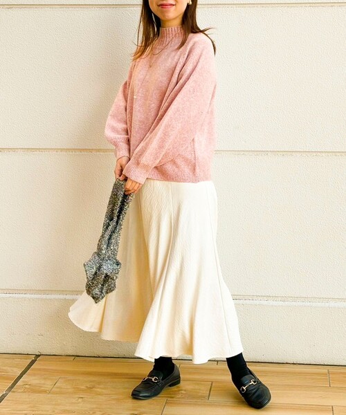 MICO COULIER（ミコクリエ）の「ウォッシャブルワイドネックプルオーバーニット（ニット/セーター・レディース・ライトブルー/オレンジ・38）」の18枚目の写真