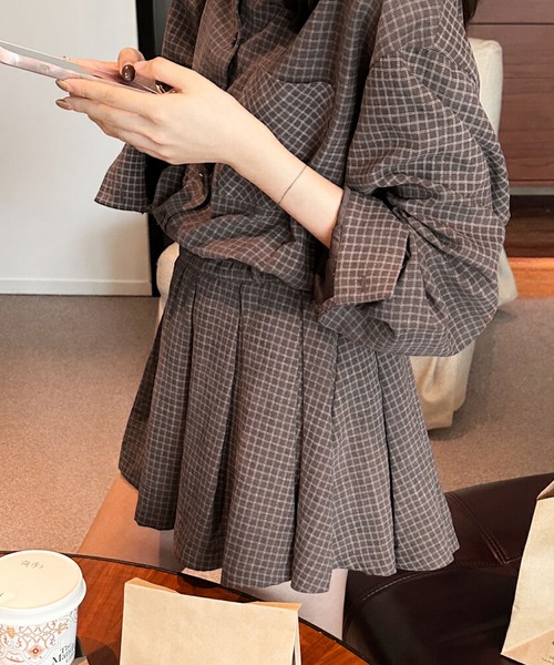 Sibra（シブラ）の「シャツワンピース　ベルド付き（ワンピース・レディース・ブラウン/ブラック・M）」の5枚目の写真
