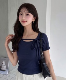 フロントリボン 半袖Tシャツ