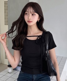 フロントリボン 半袖Tシャツ