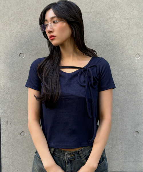 セール】フロントリボン 半袖Tシャツ（Tシャツ/カットソー