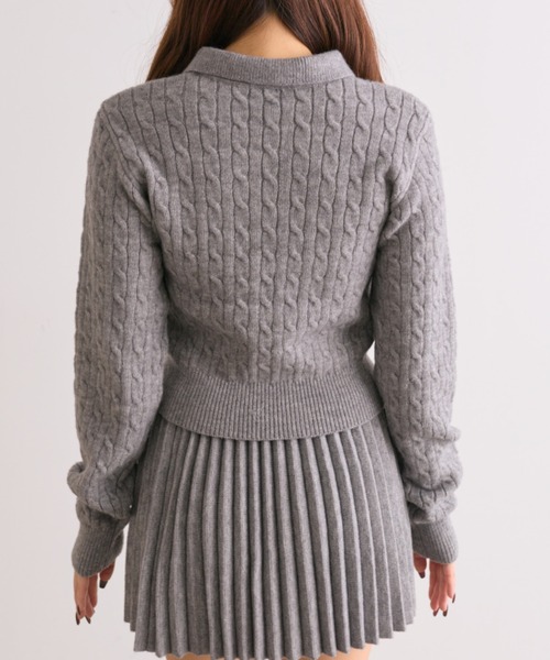 OLIVE des OLIVE(オリーブデオリーブ)の「【SETUP対応】金ボタンケーブルポロ(ニット/セーター・レディース・オフホワイト/トップグレー/レッド/ブラック・FREE)」の7枚目の写真