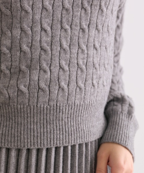 OLIVE des OLIVE(オリーブデオリーブ)の「【SETUP対応】金ボタンケーブルポロ(ニット/セーター・レディース・オフホワイト/トップグレー/レッド/ブラック・FREE)」の11枚目の写真