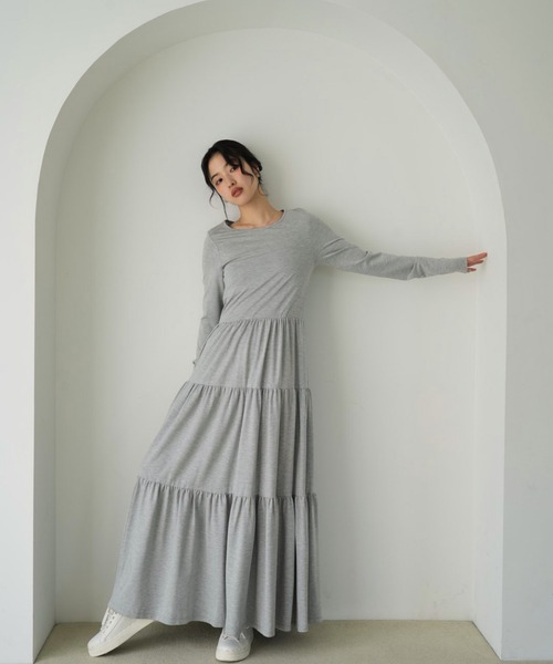 セール】ティアード カットソー ワンピース 長袖（ワンピース）｜Cla