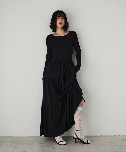 セール】ティアード カットソー ワンピース 長袖（ワンピース）｜Cla