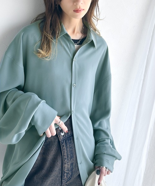 0658 オーバーサイズシャツ　とろみシャツ　フリーサイズ NEW GENTLEMAN シャツ トロミ オーバーサイズシャツ メンズ