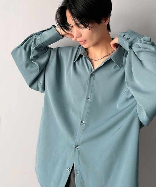 classicalelf(クラシカルエルフ)の「上質なとろみ素材。オーバーサイズシャツ(長袖)(シャツ/ブラウス・レディース・ブルー/ブラック/チャコール/ホワイト・LARGE/MEDIUM/SMALL/X-LARGE)」の16枚目の写真