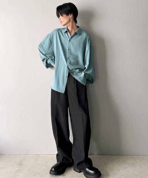 セール】上質なとろみ素材。オーバーサイズシャツ（長袖