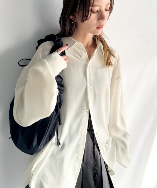 セール】上質なとろみ素材。オーバーサイズシャツ（長袖）（シャツ