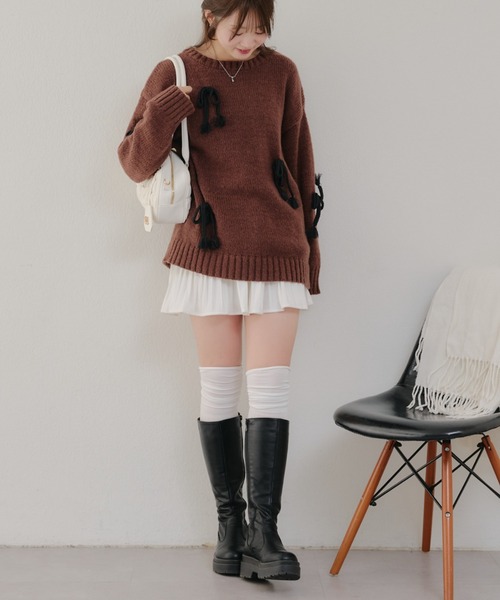 APPORTE PAR LES MARCHES(アポルテパーレマルシェ)の「BIGリボン付ニットプルオーバー(ニット/セーター・レディース・ブラック/アイボリー/ブラウン・FREE)」の17枚目の写真