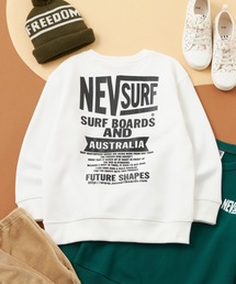 NEV（ネブ）の「NEV SURF / ネブサーフ ロゴプリント ビッグシルエット 裏起毛 トレーナー 長袖 キッズ（スウェット）」