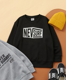 NEV（ネブ）の「NEV SURF / ネブサーフ ロゴプリント ビッグシルエット 裏起毛 トレーナー 長袖 キッズ（スウェット）」