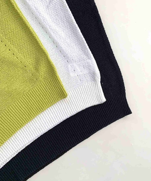 Q(キュー)の「7G Vネック切替ニット(ニット/セーター・レディース・アイボリー/ライム/ブラック・MEDIUM)」の4枚目の写真