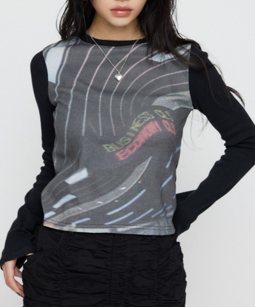 LAGUA GEM ラグアジェム BIG PRINT ロングTシャツ LAGUA GEM（ラグアジェム）の「LETTERING L/T レタリングロングT