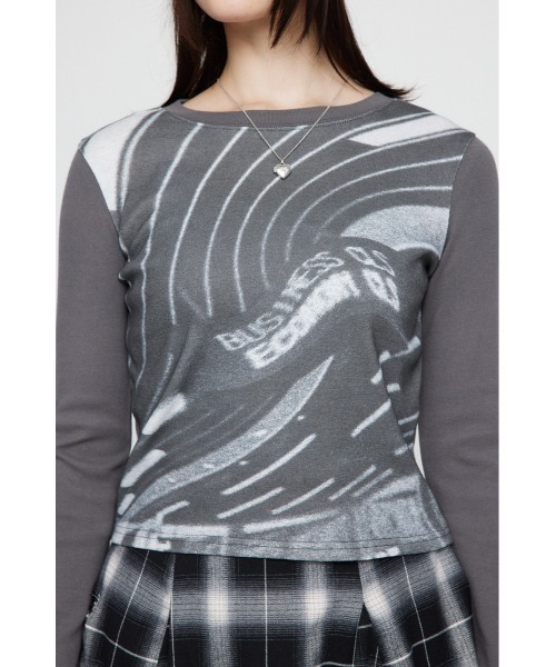 LAGUA GEM(ラグアジェム)の「AIR PORT PRINT ロングスリーブTシャツ(Tシャツ/カットソー・レディース・ブラック/グレー・FREE)」の11枚目の写真