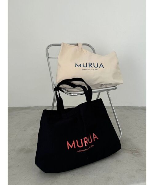 MURUA（ムルーア）の「BIGロゴトートバッグ【選べるセット対象】（ハンドバッグ・レディース・ブラック/アイボリー・FREE）」の3枚目の写真