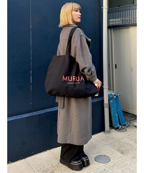 MURUA（ムルーア）の「BIGロゴトートバッグ【選べるセット対象】（ハンドバッグ・レディース・ブラック/アイボリー・FREE）」の9枚目の写真