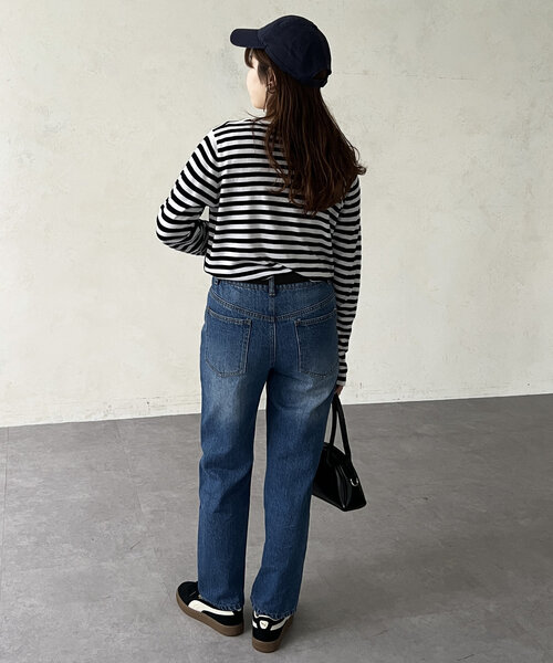 Chez toi（シェトワ）の「テーパードデニム（デニムパンツ・レディース・インディゴブルー/ブルー・MEDIUM/SMALL）」の3枚目の写真