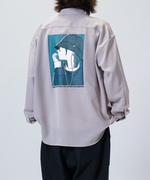Candy Fantasy | 【a】ライトポリエステル BLUE/GREEN Girl イラスト ビッグシャツ 長袖(シャツ/ブラウス)