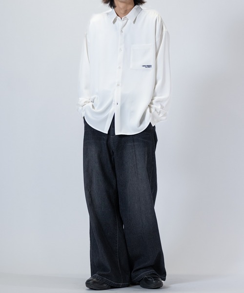 Candy Fantasy（キャンディーファンタジー）の「【a】ライトポリエステル BLUE/GREEN Girl イラスト ビッグシャツ 長袖（シャツ/ブラウス・レディース・ブラック系1/ベージュ系2/ホワイト系1/ホワイト系2/ブラック系2/ベージュ系1・MEDIUM/LARGE）」の12枚目の写真