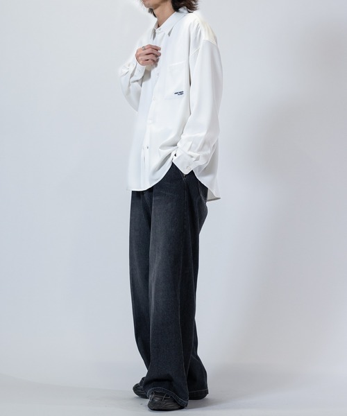 Candy Fantasy（キャンディーファンタジー）の「【a】ライトポリエステル BLUE/GREEN Girl イラスト ビッグシャツ 長袖（シャツ/ブラウス・レディース・ブラック系1/ベージュ系2/ホワイト系1/ホワイト系2/ブラック系2/ベージュ系1・MEDIUM/LARGE）」の13枚目の写真