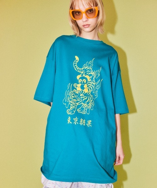 Candy Stripper（キャンディストリッパー）の「TOKYO CANDY PEPE ＆ TIGER BIG Tシャツ（Tシャツ/カットソー・レディース・ブラック/エメラルド/オフホワイト・FREE）」の3枚目の写真
