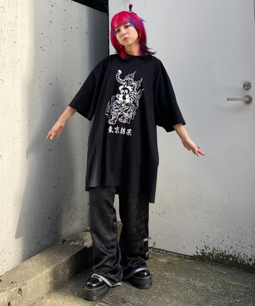 Candy Stripper（キャンディストリッパー）の「TOKYO CANDY PEPE ＆ TIGER BIG Tシャツ（Tシャツ/カットソー・レディース・ブラック/エメラルド/オフホワイト・FREE）」の15枚目の写真