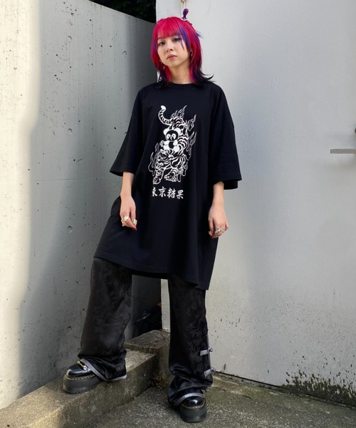 Candy Stripper（キャンディストリッパー）の「TOKYO CANDY PEPE ＆ TIGER BIG Tシャツ（Tシャツ/カットソー・レディース・ブラック/エメラルド/オフホワイト・FREE）」の14枚目の写真