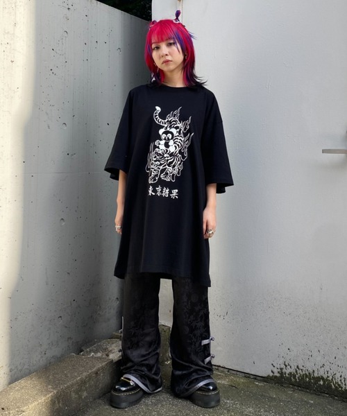 Candy Stripper（キャンディストリッパー）の「TOKYO CANDY PEPE ＆ TIGER BIG Tシャツ（Tシャツ/カットソー・レディース・ブラック/エメラルド/オフホワイト・FREE）」の13枚目の写真