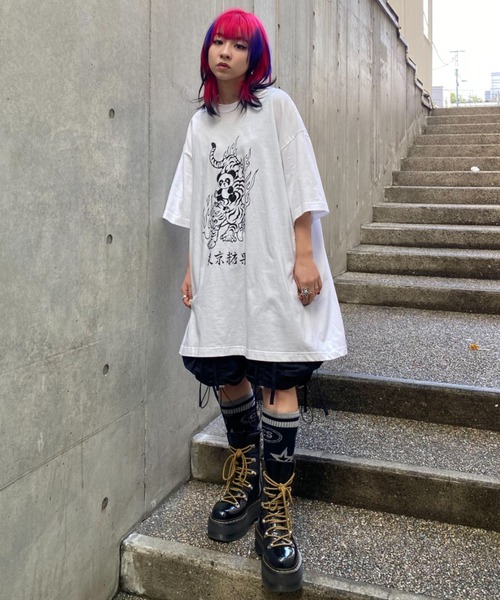 Candy Stripper（キャンディストリッパー）の「TOKYO CANDY PEPE ＆ TIGER BIG Tシャツ（Tシャツ/カットソー・レディース・ブラック/エメラルド/オフホワイト・FREE）」の9枚目の写真