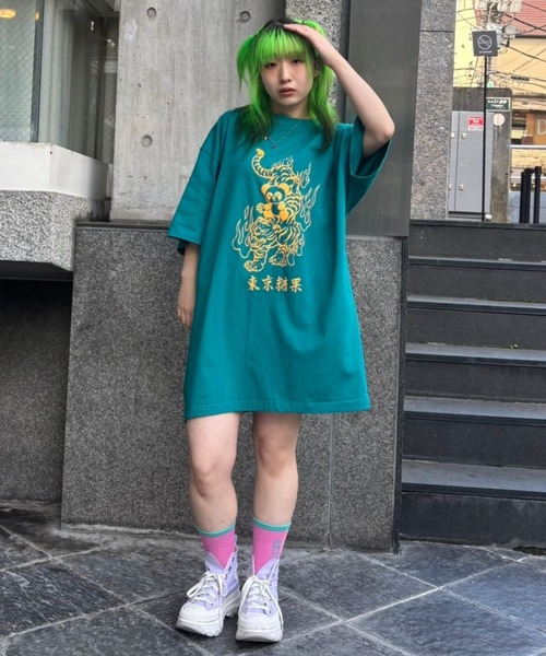 Candy Stripper（キャンディストリッパー）の「TOKYO CANDY PEPE ＆ TIGER BIG Tシャツ（Tシャツ/カットソー・レディース・ブラック/エメラルド/オフホワイト・FREE）」の20枚目の写真