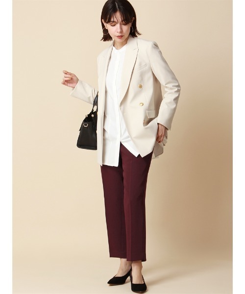 SUIT SQUARE（スーツスクエア）の「タックテーパードパンツ ウォッシャブル 消臭 ダブルクロスサテン 無地（スーツパンツ・レディース・ボルドー/チャコールグレー・36(7号)/38(9号)/40(11号)/42(13号)）」の11枚目の写真