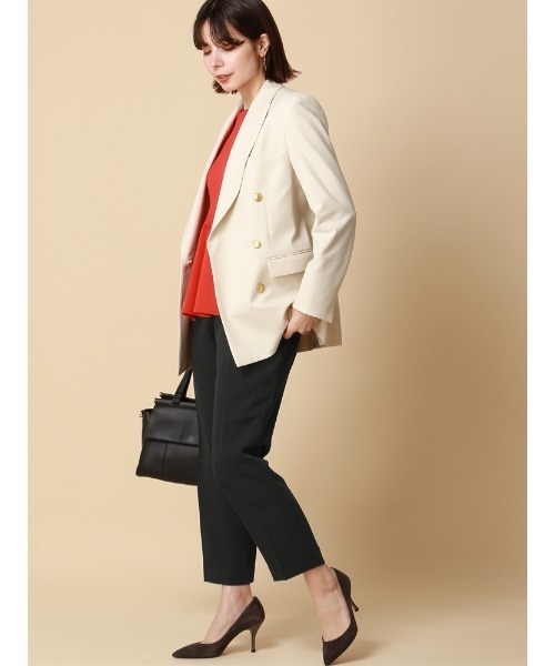 SUIT SQUARE（スーツスクエア）の「タックテーパードパンツ ウォッシャブル 消臭 ダブルクロスサテン 無地（スーツパンツ・レディース・ボルドー/チャコールグレー・36(7号)/38(9号)/40(11号)/42(13号)）」の20枚目の写真