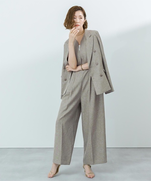 UR'S（ユアーズ）の「リネンライクディープハートネックオールインワン（つなぎ/オールインワン・レディース・ブラック/ダークグレー/サンドベージュ・SP/S/M/L）」の19枚目の写真