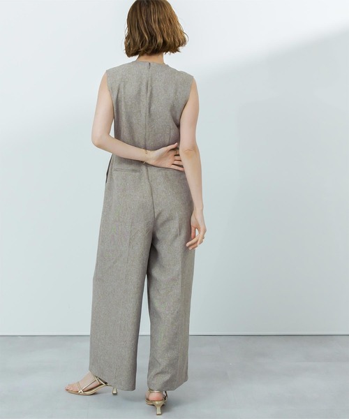 UR'S（ユアーズ）の「リネンライクディープハートネックオールインワン（つなぎ/オールインワン・レディース・ブラック/ダークグレー/サンドベージュ・SP/S/M/L）」の20枚目の写真