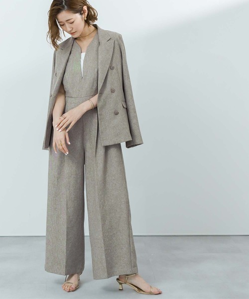 UR'S（ユアーズ）の「リネンライクディープハートネックオールインワン（つなぎ/オールインワン・レディース・ブラック/ダークグレー/サンドベージュ・SP/S/M/L）」の22枚目の写真