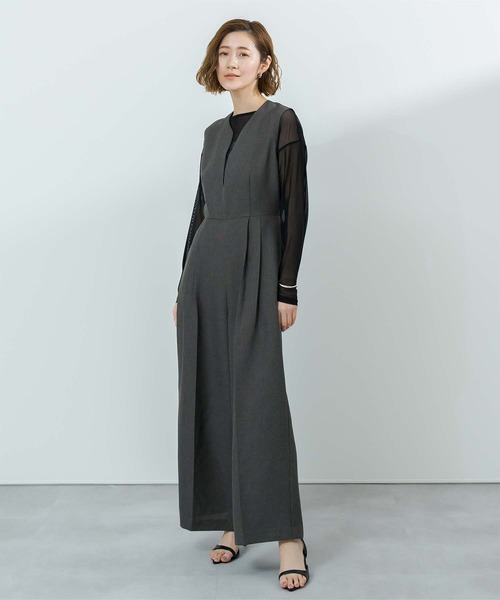 UR'S（ユアーズ）の「リネンライクディープハートネックオールインワン（つなぎ/オールインワン・レディース・ブラック/ダークグレー/サンドベージュ・SP/S/M/L）」の17枚目の写真