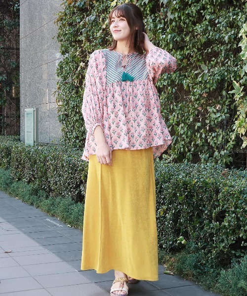 チチカカ（チチカカ）の「Shanti Shanti ジョリーブロックプリントプルオーバー【WEB限定】（シャツ/ブラウス・レディース・グリーン/ブルー/ピンク・FREE）」の6枚目の写真