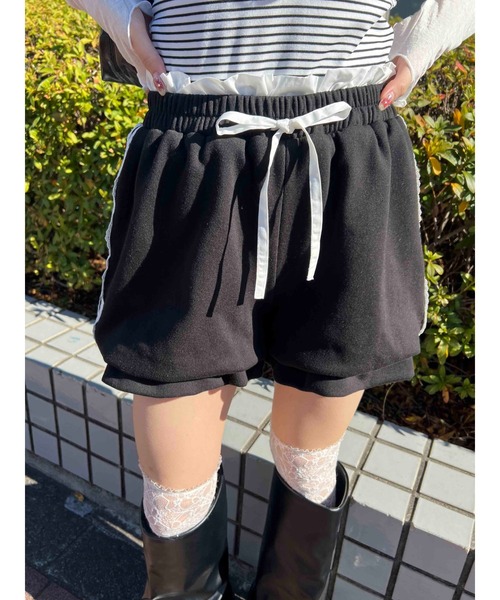 open yy グレー バルーンショートパンツ 未使用タグ付き セール】【2025☆春夏新作】レースラインバルーンショートパンツ