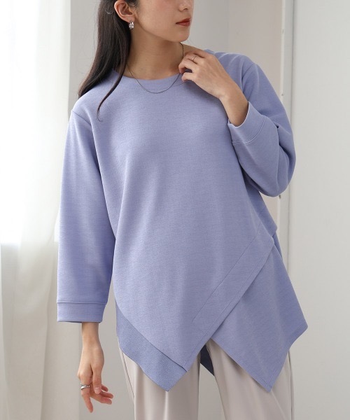 Bou Jeloud(ブージュルード)の「梨地プレーティングアシメ切替プルオーバー(Tシャツ/カットソー・レディース・オフホワイト/ブルー・FREE)」の16枚目の写真