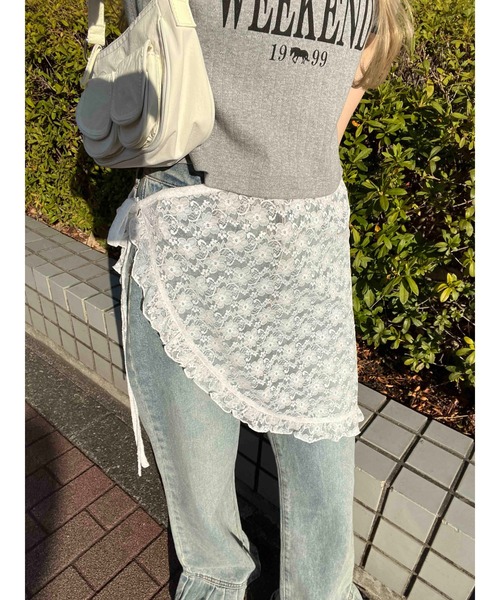 WC（ダブル シー）の「フリルシアー巻きスカート（スカート・レディース・ホワイト/ブラウン/ブラック・FREE）」の4枚目の写真