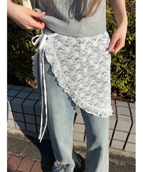 WC（ダブル シー）の「フリルシアー巻きスカート（スカート・レディース・ホワイト/ブラウン/ブラック・FREE）」の5枚目の写真