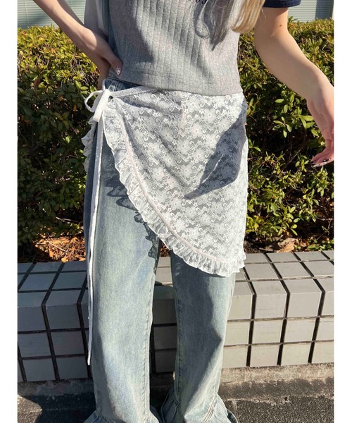 WC（ダブル シー）の「フリルシアー巻きスカート（スカート・レディース・ホワイト/ブラウン/ブラック・FREE）」の6枚目の写真