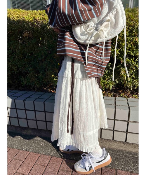 WC（ダブル シー）の「フリルシアー巻きスカート（スカート・レディース・ホワイト/ブラウン/ブラック・FREE）」の19枚目の写真