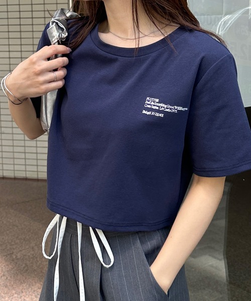 naptime クロップト刺繍Tシャツ　ブラック Naptime クロップド刺繍Tシャツ ブラック Nissy ナップタイム