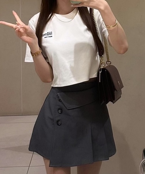solleim(ソルレム)の「クロップド刺繍Tシャツ(Tシャツ/カットソー・レディース・ブラック/オフホワイト/ネイビー/チャコール/ピンク・M/L)」の17枚目の写真